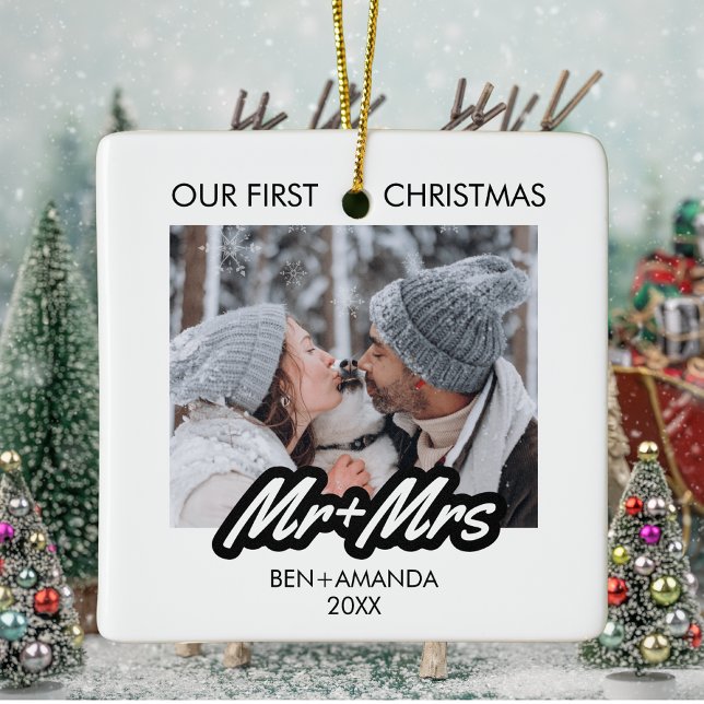 Unsere ersten Weihnachten Verheiratet als Mr. und  Keramikornament (Von Creator hochgeladen)
