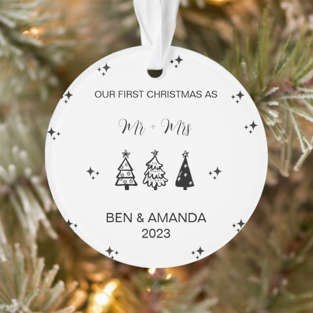 Unsere ersten Weihnachten Verheiratet als Mr. und  Ornament (Baum)