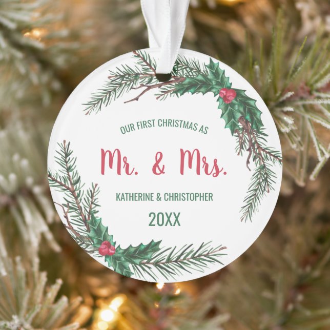 Unsere ersten Weihnachten Verheiratet | Foto Mistl Ornament (Baum)
