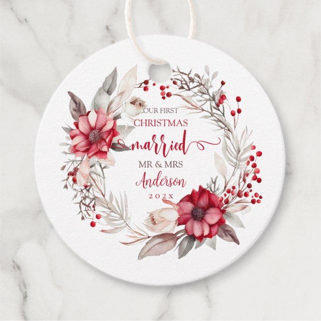 Unsere ersten Weihnachten Verheiratet Geschenkanhänger (Vorderseite)
