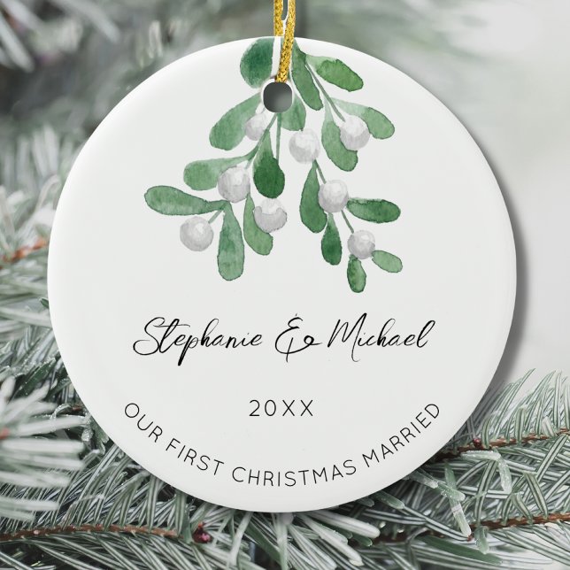 Unsere ersten Weihnachten Verheiratet Keramik Ornament (Von Creator hochgeladen)