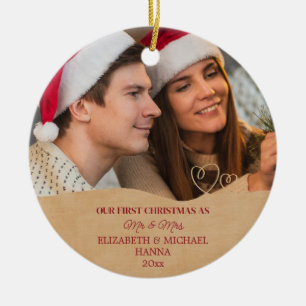 Unsere ersten Weihnachten Verheiratet Mr. & Mrs. K Keramik Ornament