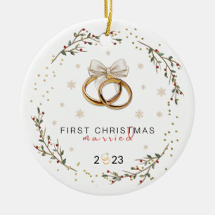 Unsere ersten Weihnachten Verheiratet Personalisie Keramik Ornament