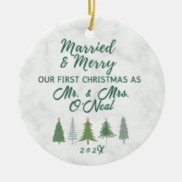 Unsere ersten Weihnachten Verheiratet und froh Keramik Ornament
