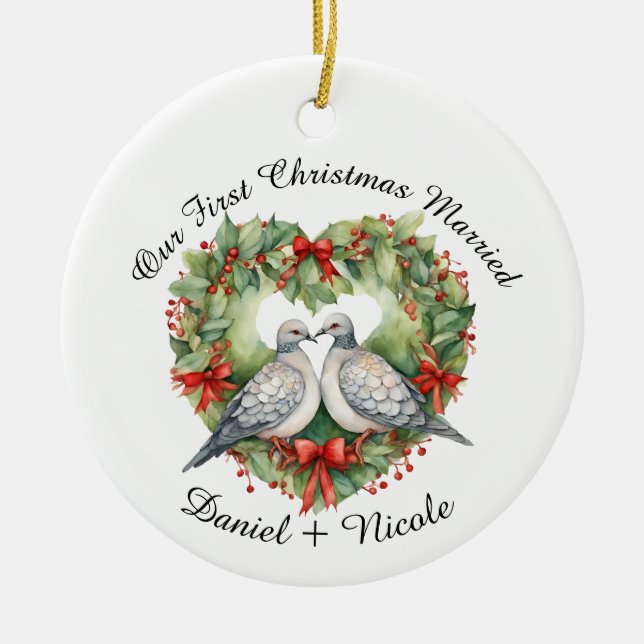 Unsere ersten Weihnachten Verheiratet, Ziergegenst Keramik Ornament (Vorne)