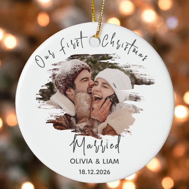 Unsere ersten Weihnachten Verheirateten Personalis Keramik Ornament (Von Creator hochgeladen)