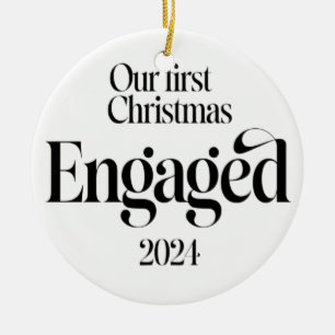 unsere ersten Weihnachten verlobt 2024 Keramik Ornament