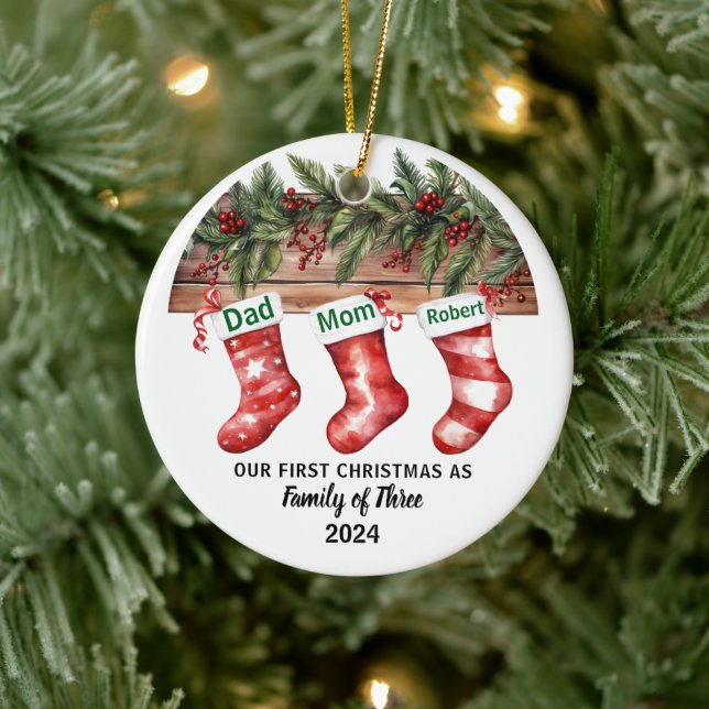 Unsere ersten Weihnachten Verlobt | Keramik Keramik Ornament (Baum)