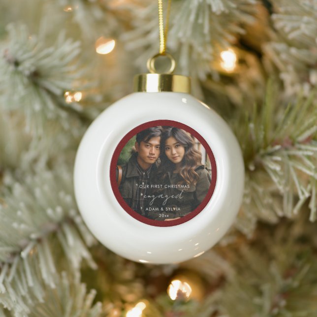 Unsere ersten Weihnachten Verlobt Keramik Kugel-Ornament (Baum)