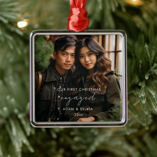 Unsere ersten Weihnachten Verlobt Ornament Aus Metall (Baum)