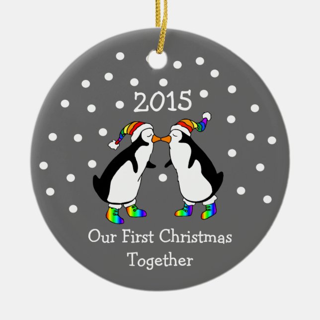 Unsere ersten Weihnachten zusammen 2015 (LGBT-Ping Keramik Ornament (Vorne)