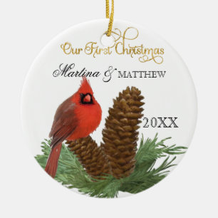 Unsere ersten Weihnachten zusammen Kardinal Pine C Keramik Ornament