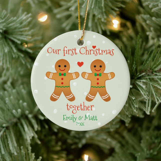 Unsere ersten Weihnachten zusammen Niedliche Lebku Keramik Ornament (Baum)
