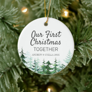 Unsere ersten Weihnachten zusammen Pine Tree Keramik Ornament