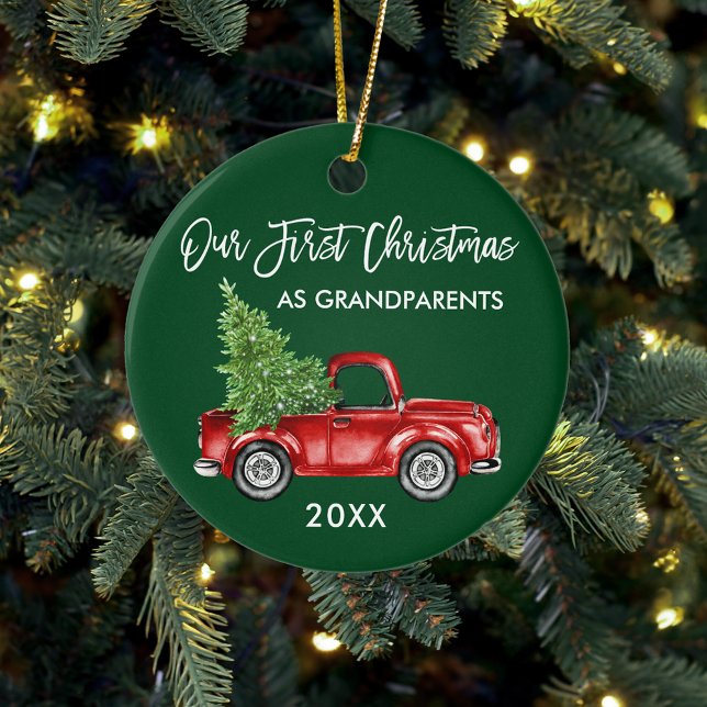 Unsere ersten Weihnachts-Großeltern treiben grün Keramik Ornament (Grandparents First Christmas Ornament)