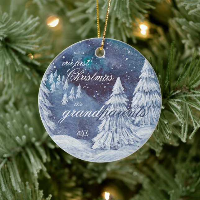 Unsere ersten Weihnachtsgroßeltern bemalt Jahr Keramik Ornament (Baum)