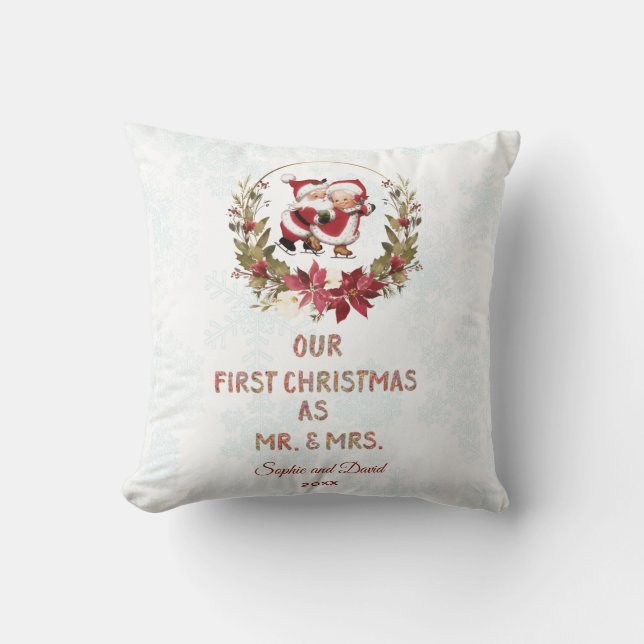 Unsere ersten Weihnachtsschneeflocken Kissen (Vorderseite)