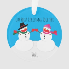 Unsere ersten Weihnachtsschneemänner 2021 Masken Ornament