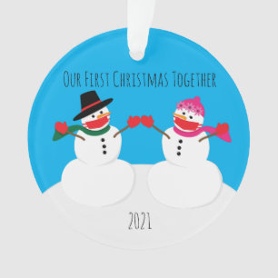 Unsere ersten Weihnachtsschneemänner 2021 Masken Ornament