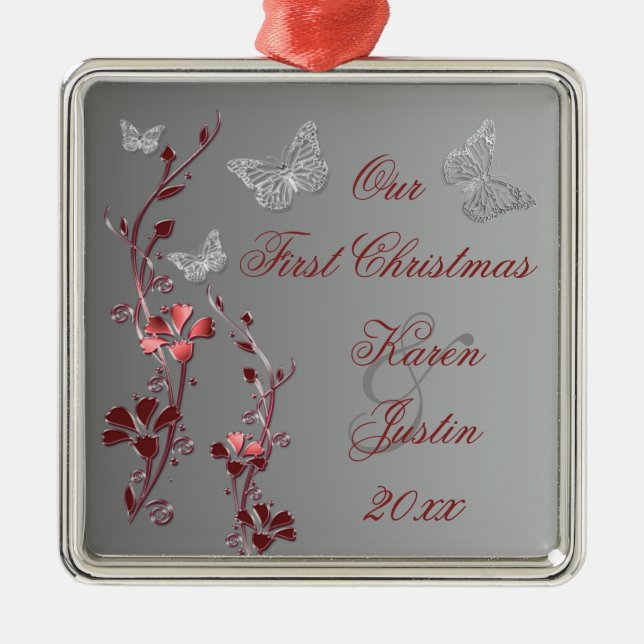 Unsere erstes Weihnachtserstklassige Ornament Aus Metall (Vorne)