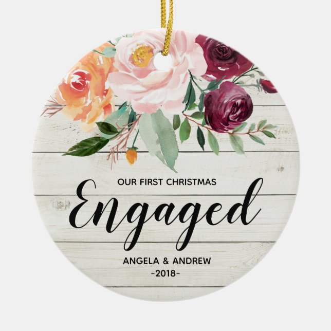 Unsere erstes Weihnachtsverlobte Keramik Ornament (Vorne)