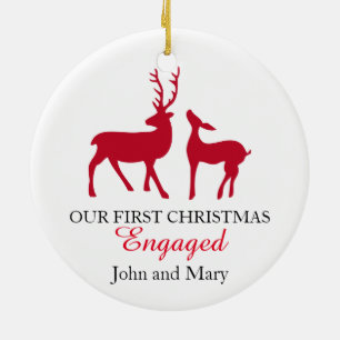 Unsere erstes Weihnachtsverlobte Verzierung, Keramikornament