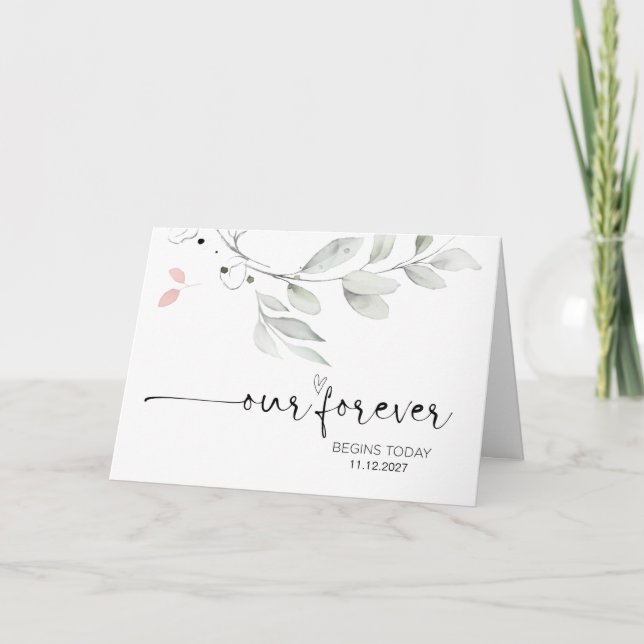 Unsere ewige Hochzeit beginnt heute mit Braut und  Karte (Vorderseite)