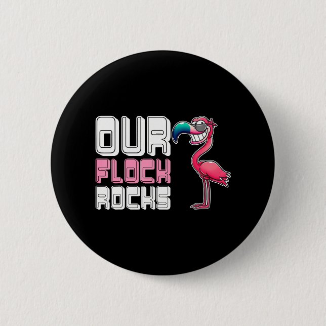 Unsere Flock Rocks Flamingo Button (Vorderseite)