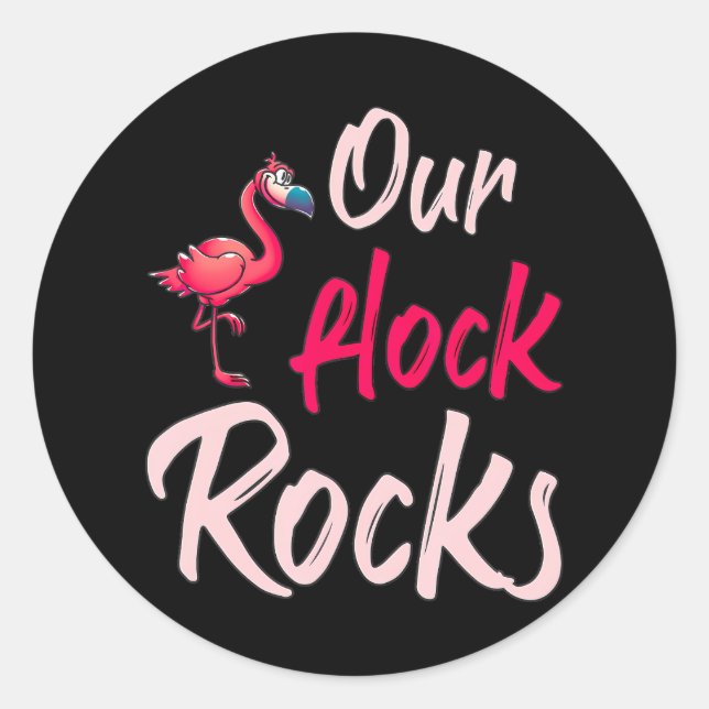 Unsere Flock Rocks Flamingo Runder Aufkleber (Vorderseite)