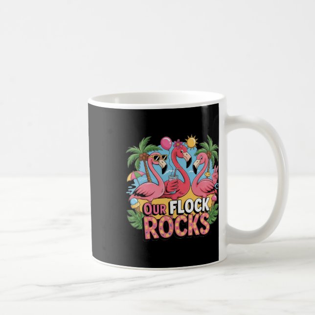 Unsere Flock Rocks Flamingo Sommerferien Familie M Kaffeetasse (Rechts)