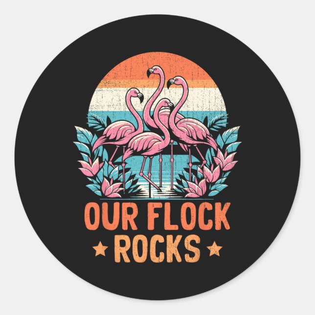 Unsere Flock Rocks Flamingos Lover Familienurlaub  Runder Aufkleber (Vorderseite)