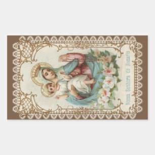 Unsere Frau des Rosenkranzes mit dem Jungen Jesus Rechteckiger Aufkleber