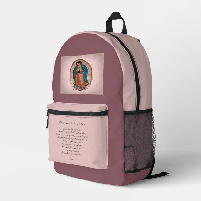 Unsere Frau von Guadalupe 1531 mit Gebet Bedruckter Rucksack (Rückseitige Ecke Rechts)