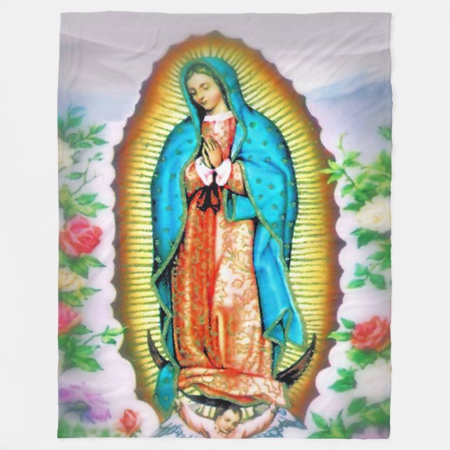 Unsere Frau von Guadalupe Fleecedecke (Vorderseite)