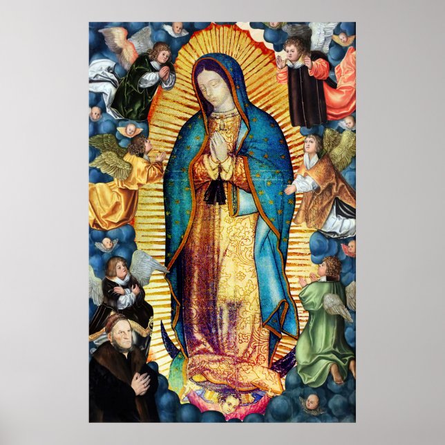 Unsere Frau von Guadalupe mit Engeln Poster (Vorne)