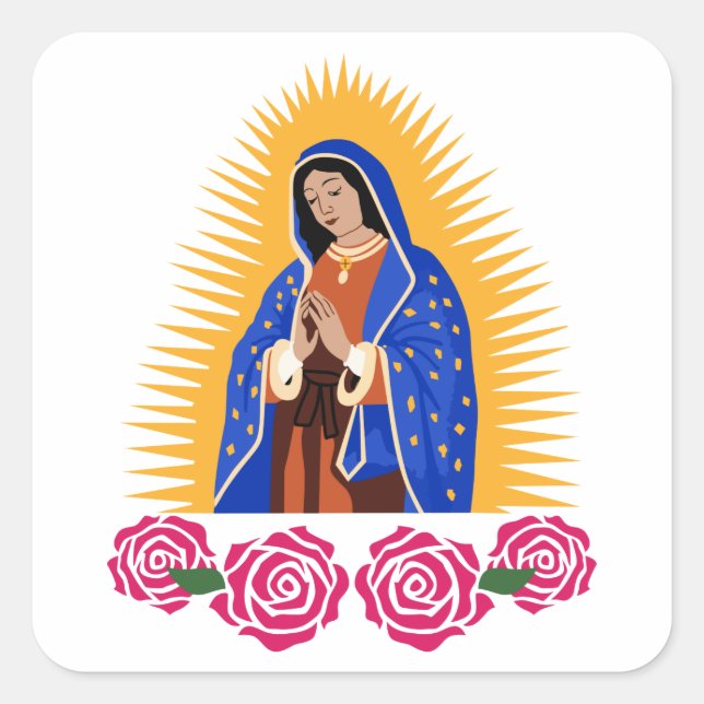 Unsere Frau von Guadalupe Quadratischer Aufkleber (Vorderseite)