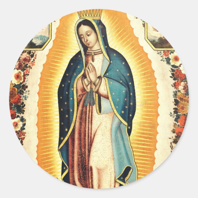 Unsere Frau von Guadalupe Runder Aufkleber (Vorderseite)