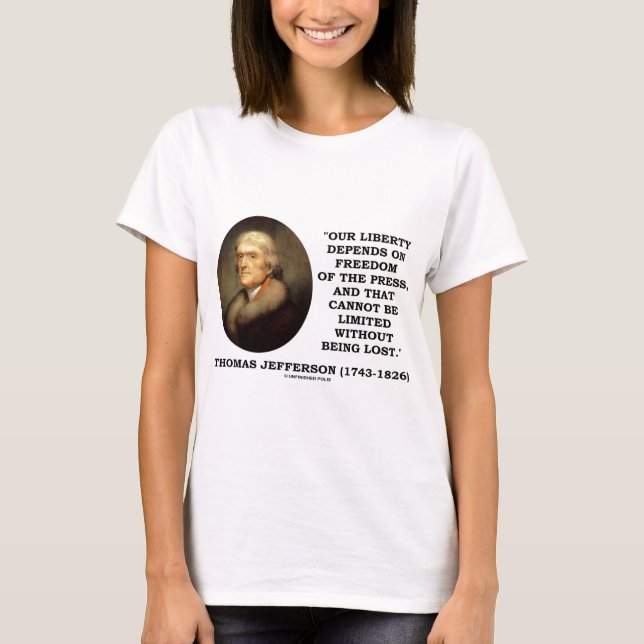 Unsere Freiheit hängt von der Pressefreiheit ab T-Shirt (Vorderseite)