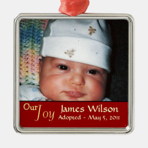 Unsere Freude-Adoptions-Verzierung Silbernes Ornament