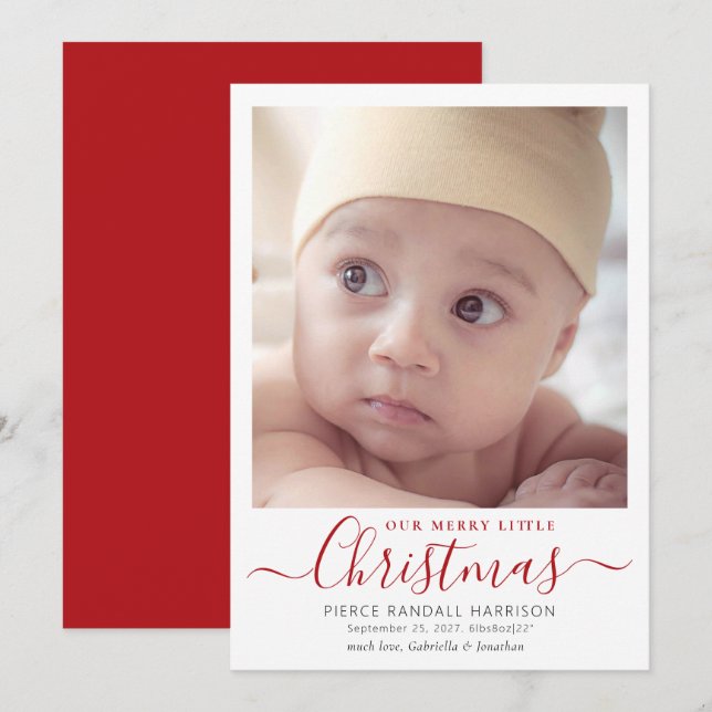 Unsere frohe kleine Weihnachtsankündigung Feiertagskarte (Vorne/Hinten)