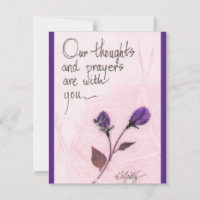 Unsere Gedanken und Gebete Sprichwort Rose Karte
