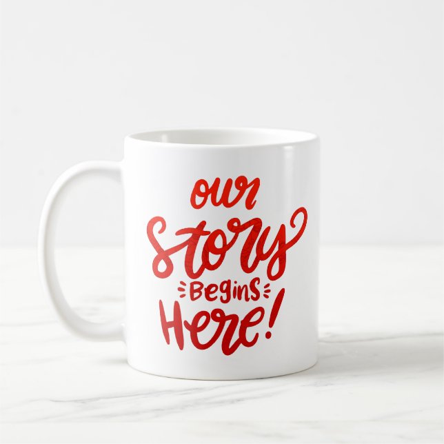 UNSERE GESCHICHTE BEGINNT HIER KAFFEETASSE (Links)