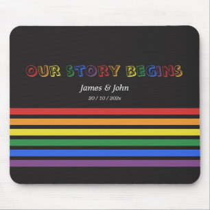 Unsere Geschichte beginnt Regenbogen-LGBTQ-Flagge Mousepad