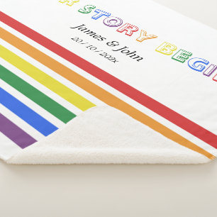 Unsere Geschichte beginnt Regenbogen-LGBTQ-Flagge Sherpadecke