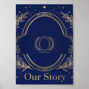Unsere Geschichte Navy Gold Foto-Geschenk - Oval A Poster