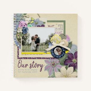 Unsere Geschichte Rustikales Blumen Scrapbook Foto Notizbuch