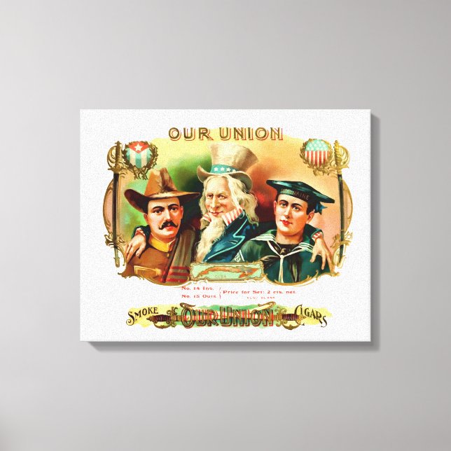 Unsere Gewerkschaft Vintage Zigarrenbox Leinwanddruck (Vorderseite)