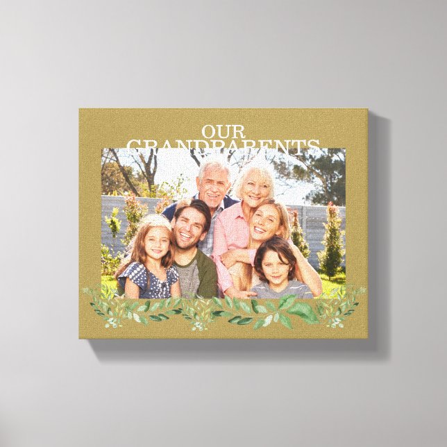 Unsere Großeltern Foto mit GrandChildren Foliage Leinwanddruck (Vorderseite)