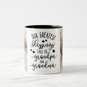 Unsere größten Segnungen nennen uns Opa & Oma Zweifarbige Tasse