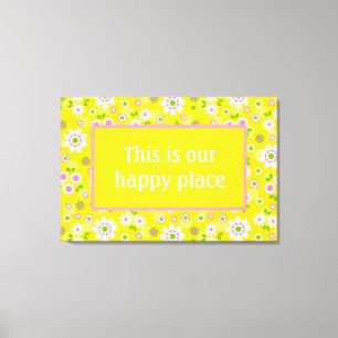 Unsere Happy Place Retro Mod Blume Leinwanddruck
